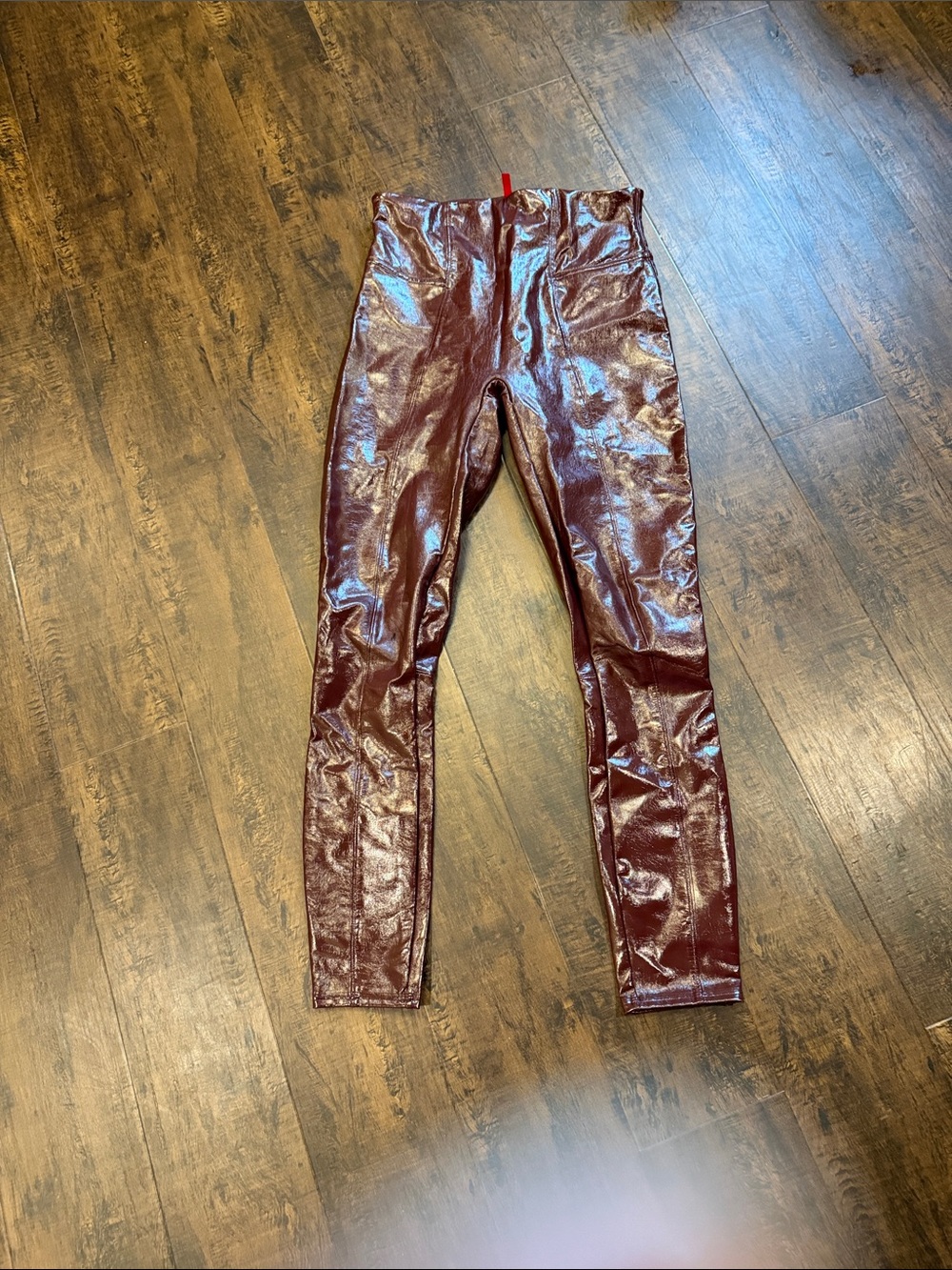 SPANX Burgundy Shiny Coated Leggings